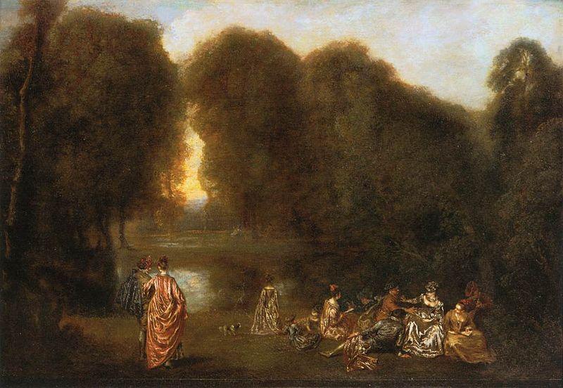 WATTEAU, Antoine Gathering in the Park oil painting image